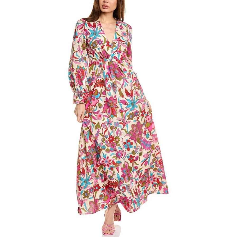Flora Bea NYC Karley Maxi Dress Ivory Riverhill Size‎ Large